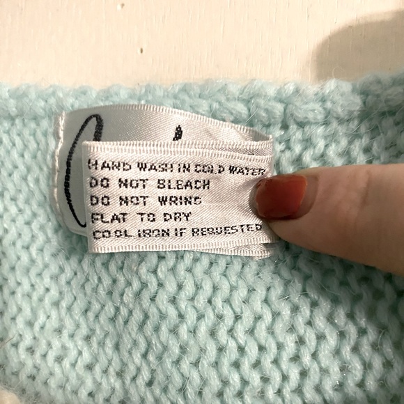 VTG Light Blue Carducci Acrylic Women’s Sweater with Pearls - Size S - Picture 4 of 6